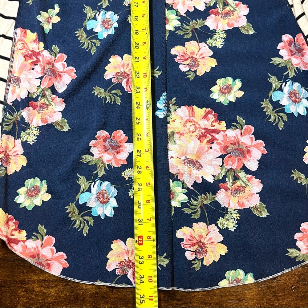 Floral Striped Open Front Cardigan Kimono Oversized Sz S Boho Cottagecore Casual - Picture 9 of 9